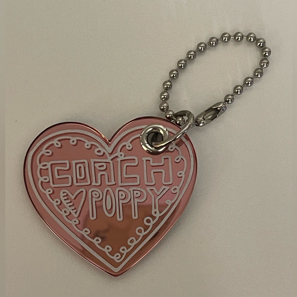 Coach Poppy Heart Pink Hangtag Metal Hardware